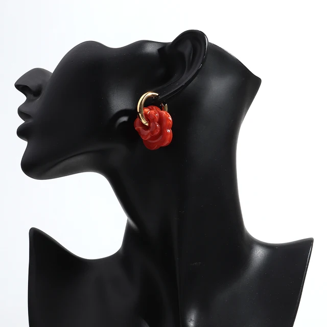 Boucles d'oreilles en forme de fleur acrylique colorée pour femmes et filles, cercles en acier inoxydable, tendance 2025, bijoux cadeaux