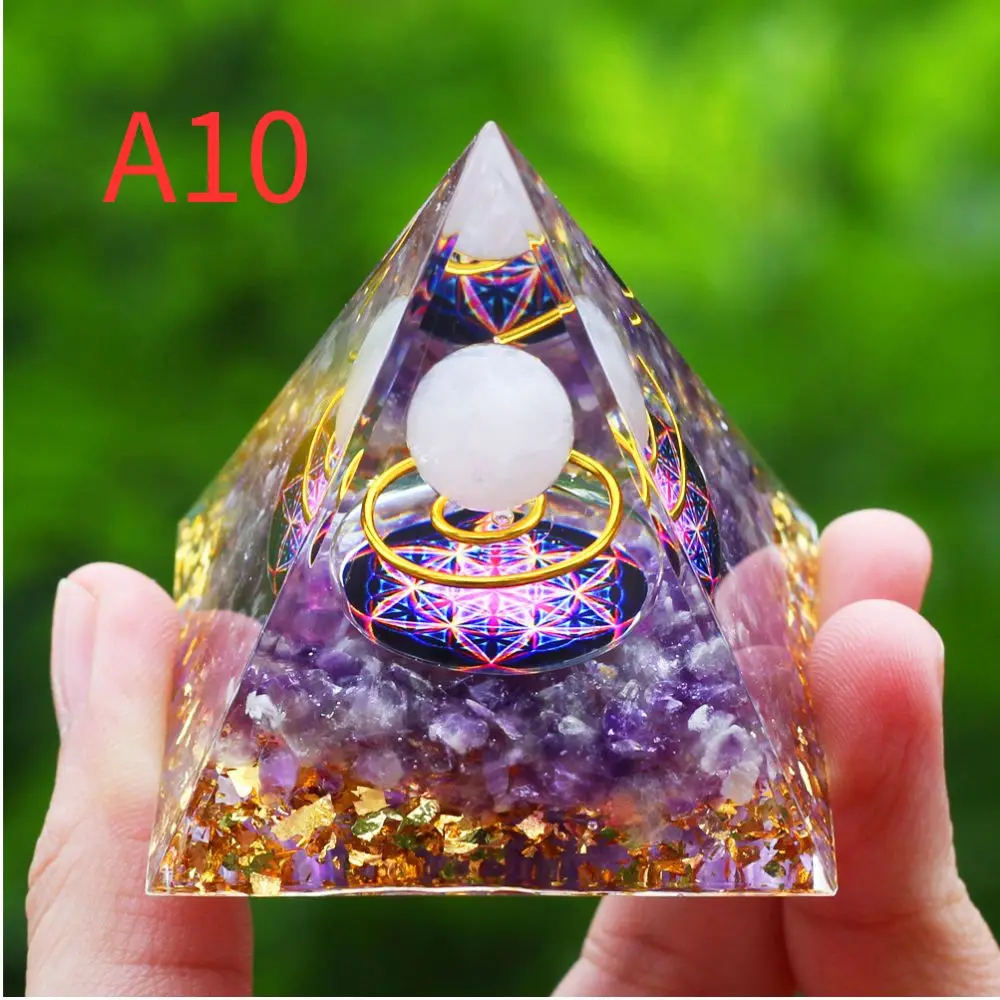 crystal pyramid Crystals Stone Orgone Pyramid Energy Generator Natural Amethyst Peridot Reiki Chakra Meditation Tool Room Decor Christmas Gifts