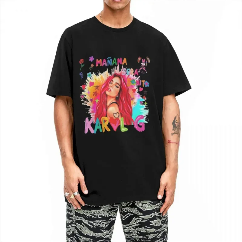 Men T-shirt Karol G biota music singer funny cotton tee shirt Short Sleeve T shirt o neck clothing plus size