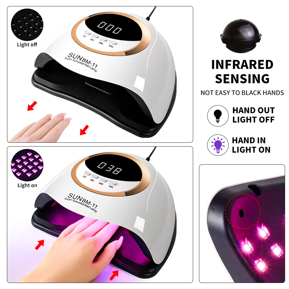 전문가용 네일 드라이어 45LED 네일 램프 UV LED 경화 램프 모든 젤 네일 폴리쉬 경화 매니큐어 살롱 도구에 적합