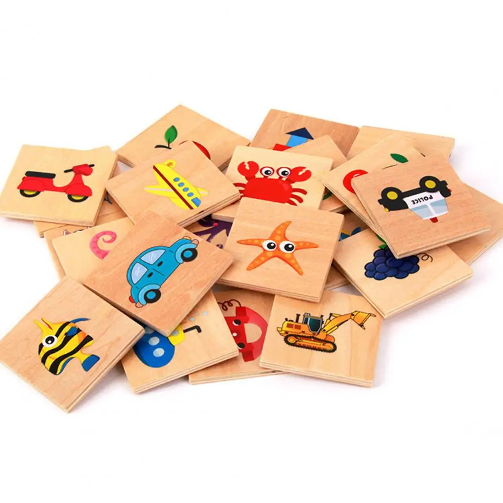 

1 Set Wooden Brain Training Game Fun Shape Puzzle Cognitive Card with Shadow Pairing Cards Pair Toys for Kids Supply