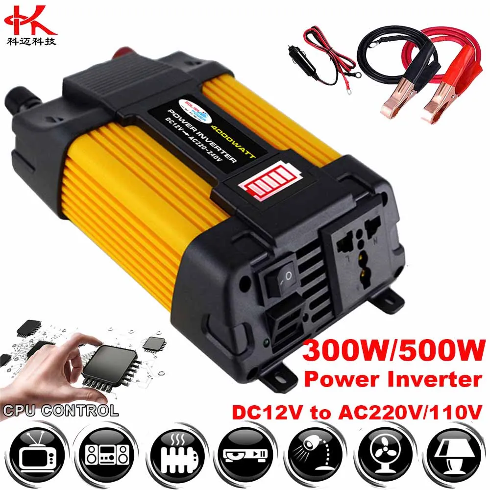 300W / 500W Solar Power Inverter 12 v 110 220 DC to AC Car Inversor Converter 12v 110v 220V Transformer Charge Y |