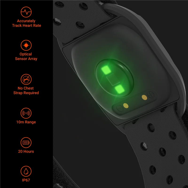 COOSPO HW807 HRV Heart Rate Monitor Armband Optical Outdoor Fitness Sensor Bluetooth 5.0 ANT+ IP67 Running Cycling for Wahoo 4