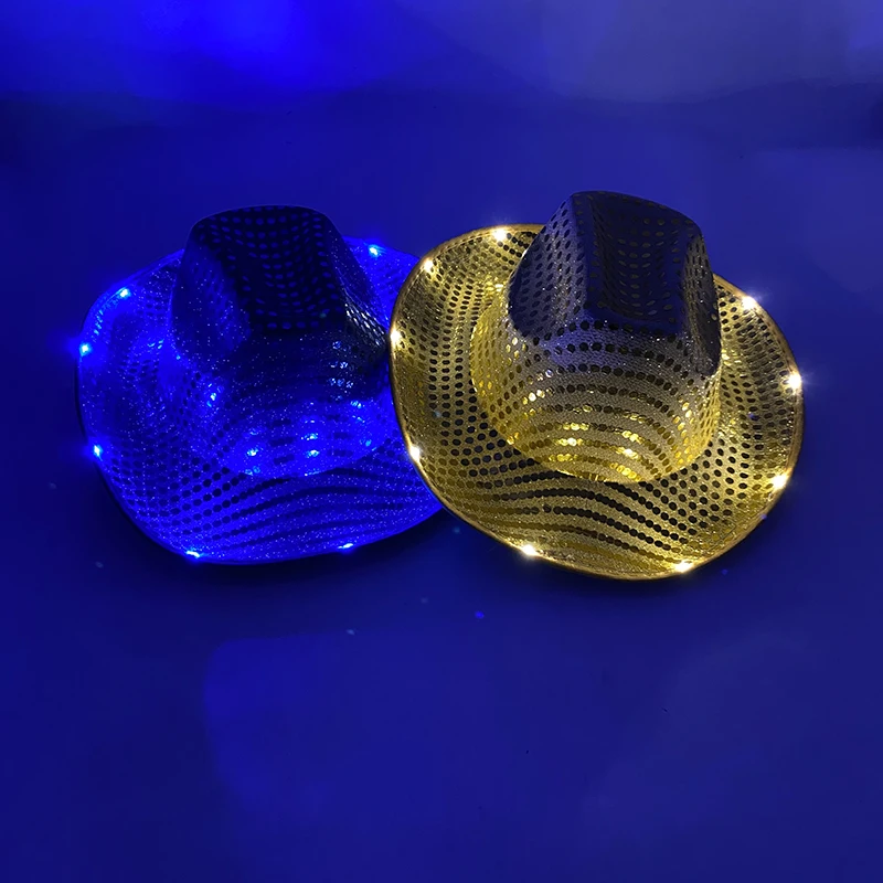 Party Hat Fashion Decor Cowboy Hat Dance Party Luminous LED Cowboy Cowgirl Hat Flashing For Carnival Party party hat carnival hat fluorescent hat neon hat