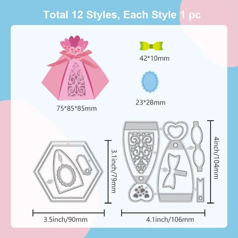 나비매듭 절단 다이 캔디 박스, 금속 다이 컷, 할로우 선물 상자 가방, 금속 다이 컷, DIY 스크랩북 사진 앨범, 2 개