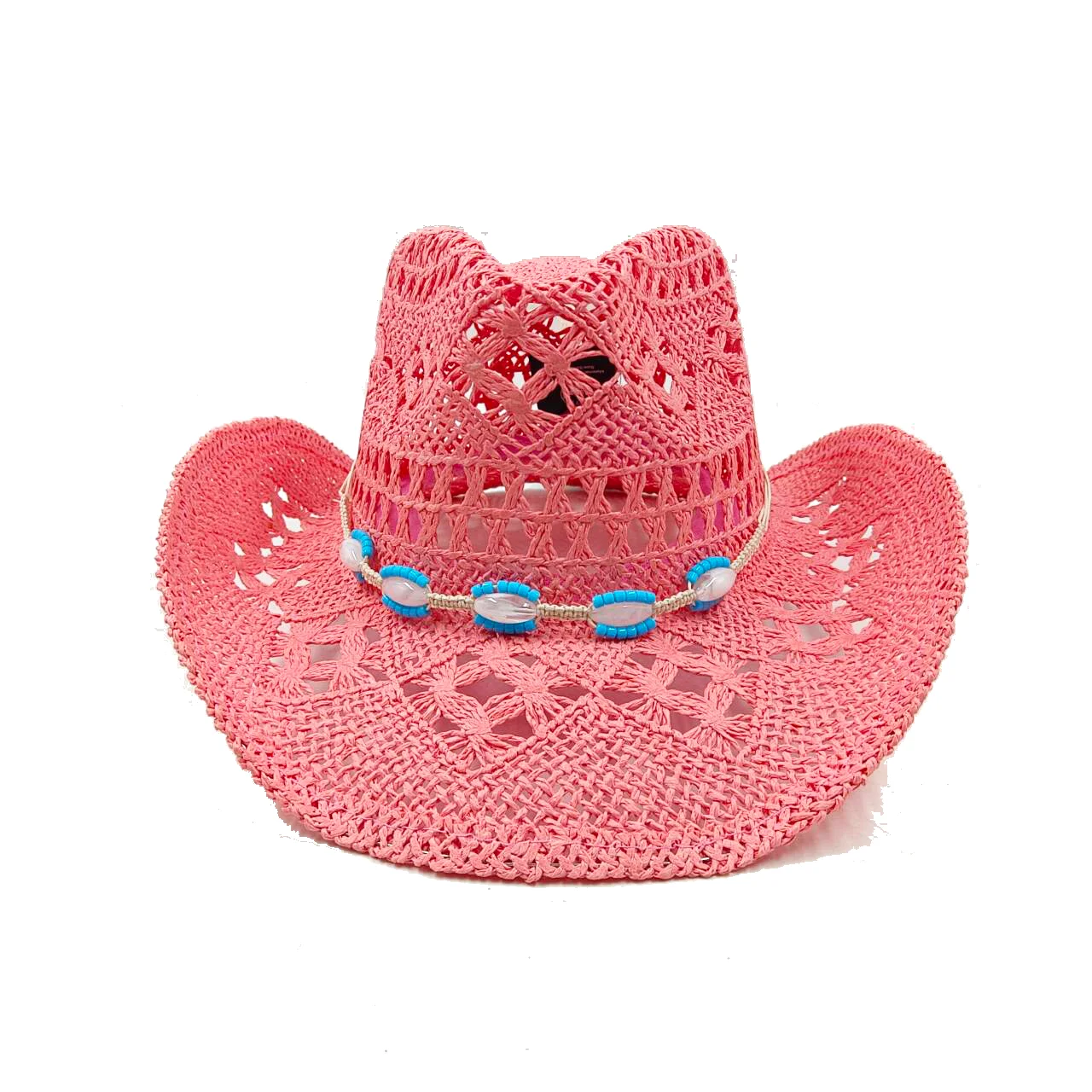 New color western cowboy hat men and women jazz cowboy straw hat summer paper straw beach sun protection