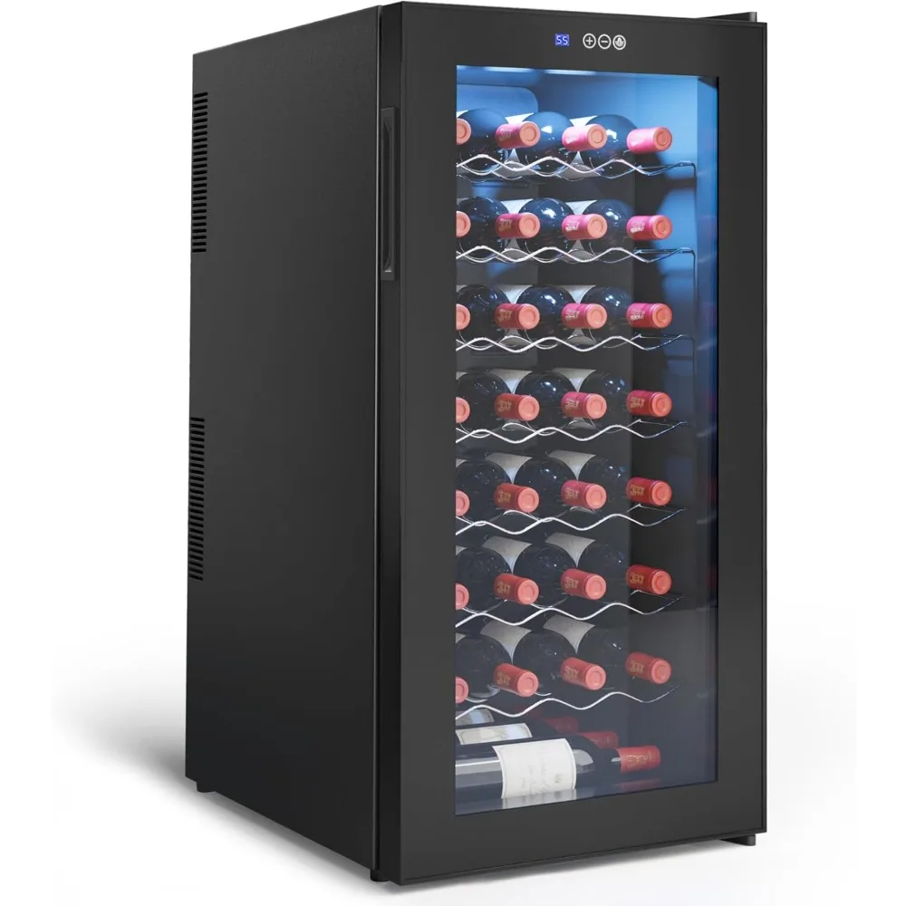 32 Bottle Refrigerator with Interior LED Light, 2.75Cu.Ft./78L Thermoelectric Free Standing Wine Cooler Refrigerator