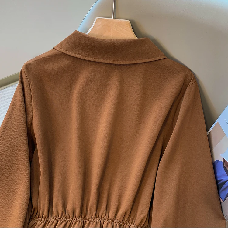 Koreanischen Stil Formale Hemden 2026 Große Größe Blusen Lange Hülse Lose drehen-unten Kragen Taste Frau Ballkleid Plus größe Bluse – Detail 26