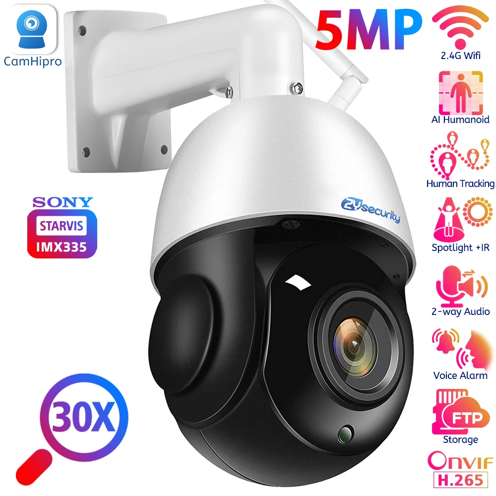 Sony 30X Zoom Ottico Wifi Ptz Camera Outdoor 5.0Mp H.265 Wireless Dual Light Speed Dome Sorveglianza Cctv Telecamera Ip Di Sicurezza