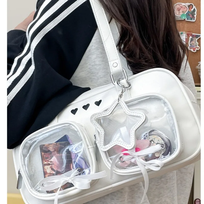 JIAERDI Transparent Japanese Silver Ita Bag Purse Women Harajuku Aesthetic Leather Shoulder Bags Hot Girl Handbag Bolsos De Muje