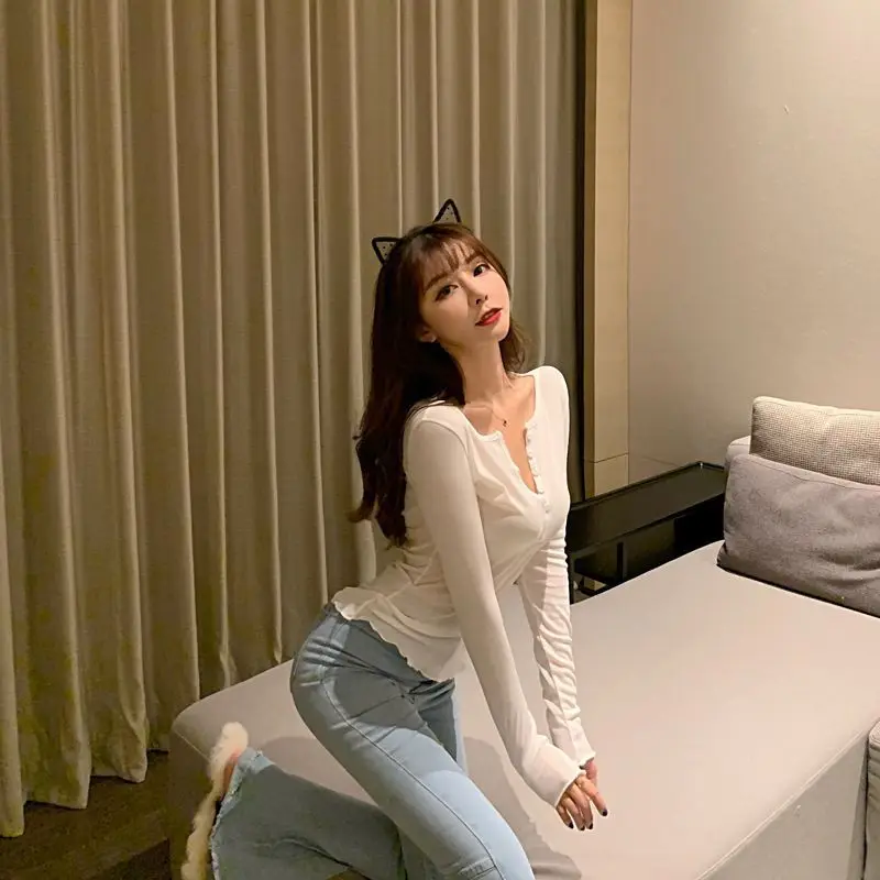 Thin Sexy Club Slim T Shirt Women Tees Womens Clothing Cotton Long Sleeve Korean Fashion Autumn Tops T-Shirts Camisetas De Mujer 4