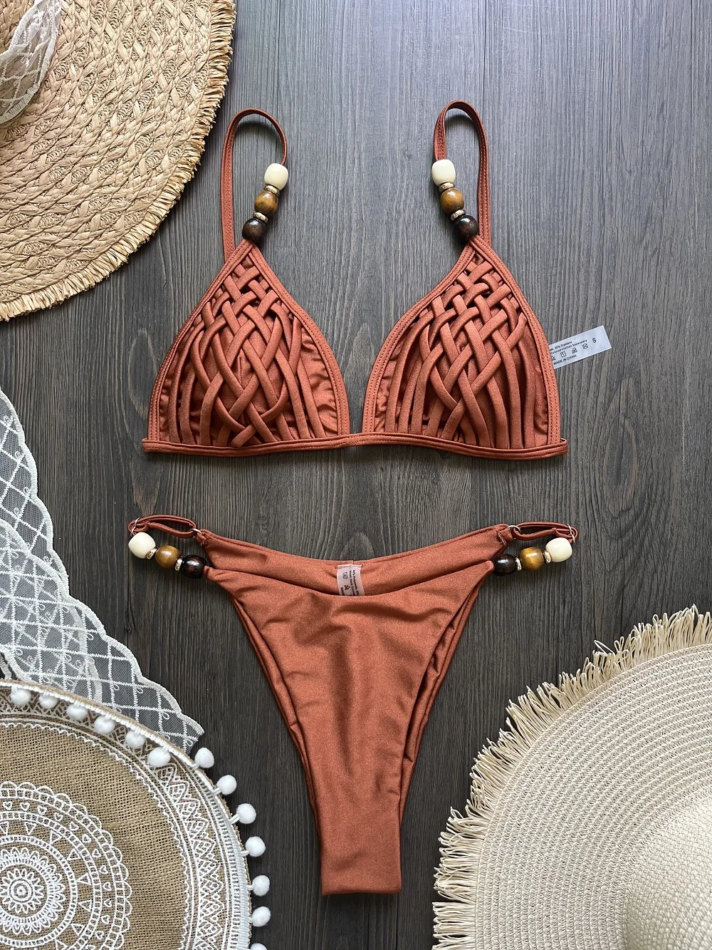 2026 Sommer Sexy Bikini-Set Damen Bademode Schicker Perlen-Sling-BH Tanga-Badeanzug Micro Bikini Modischer Brasilianischer Strand-Badeanzug – Detail 11