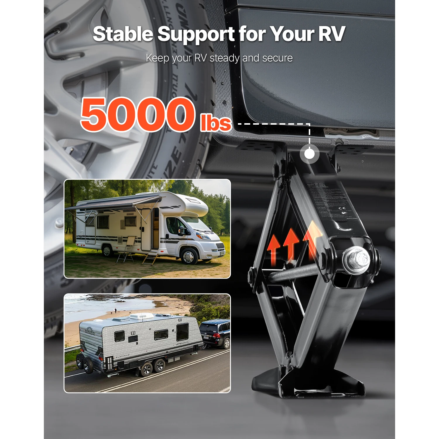 Heavy Duty Steel RV Scissor Jacks for Leveling and Stabilizing