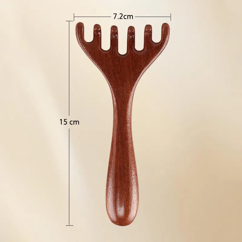Pente de madeira para massagem meridiana, promove a circulação sanguínea, massageador corporal antiestático com 6 garras, ferramenta Gua Sha AMS05_voghion.com