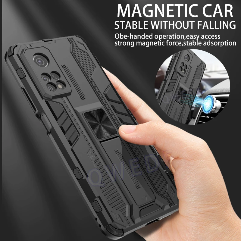 Enhanced Protective Phone Case with Magnetic Holder for Xiaomi Mi 10T Series - Armor Design with Camera Guard