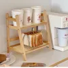 Wooden Storage Shelf for Kitchen Rattan Desktop Organizer Display Rack Spice Rack for Countertop Makeup Organizer for vanity 3