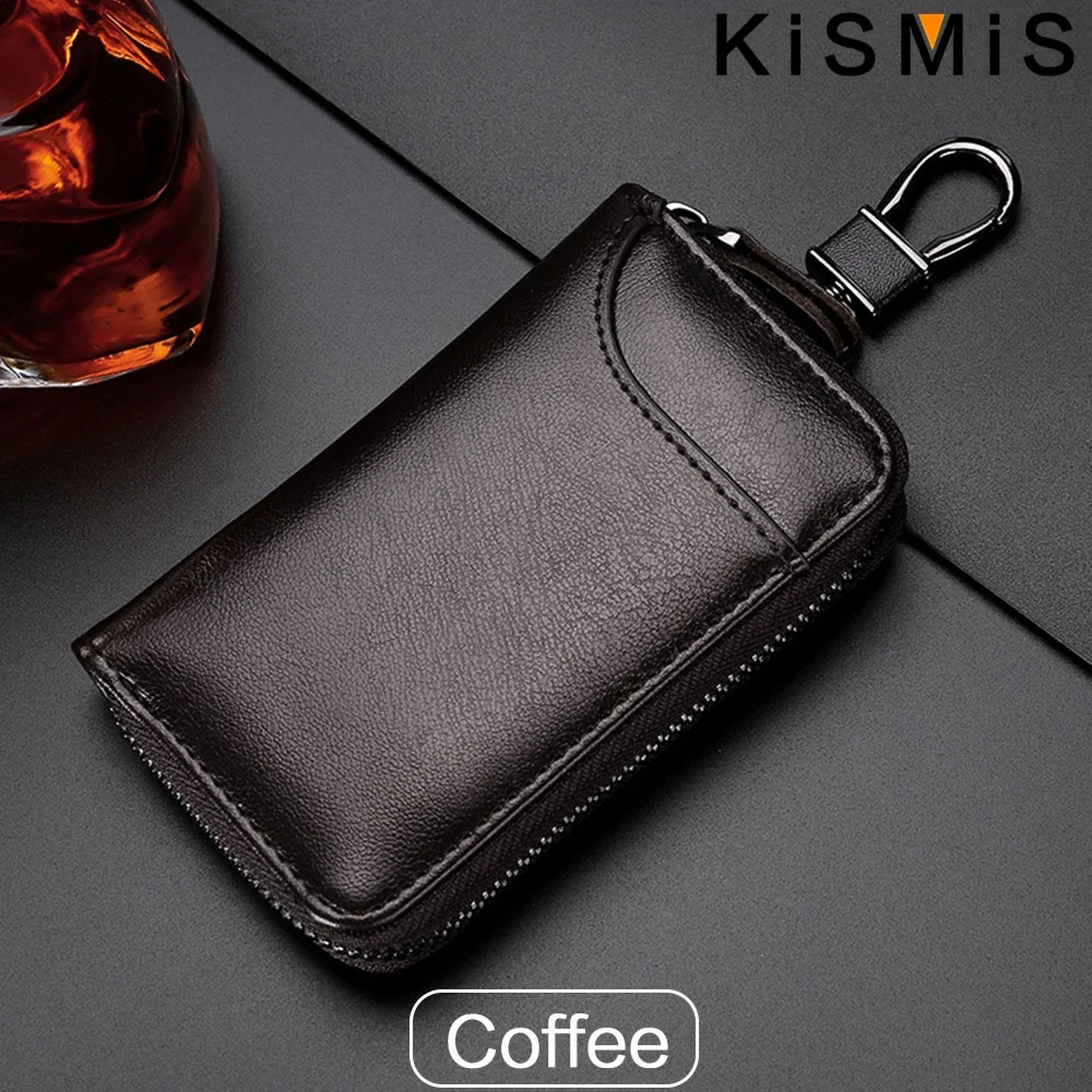 Key Organizer Key Case Key Purse Key Holder Genuine Leather KeyChain Unisex Key Bag Multifunction Wallet Smart Housekeeper Car Small Keys Pouch