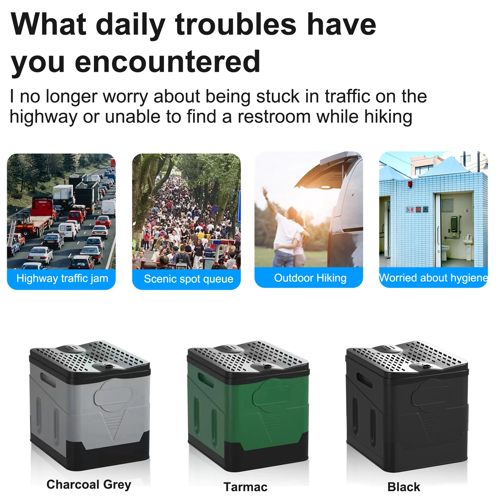 Car Toilet Outdoor Folding Toilet Portable Camping WC Trash Can for Tour Emergency Self-driving Truck Hiking Fishing Long Trip