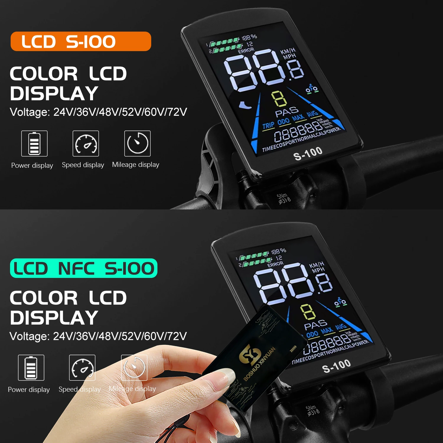 전기 자전거 사인파 3모드 컨트롤러 35A/40A/45A/60A/80A 브러시리스 36V48V52V72V 1500W-5000W 모터 컨트롤러 전기자전거 부품