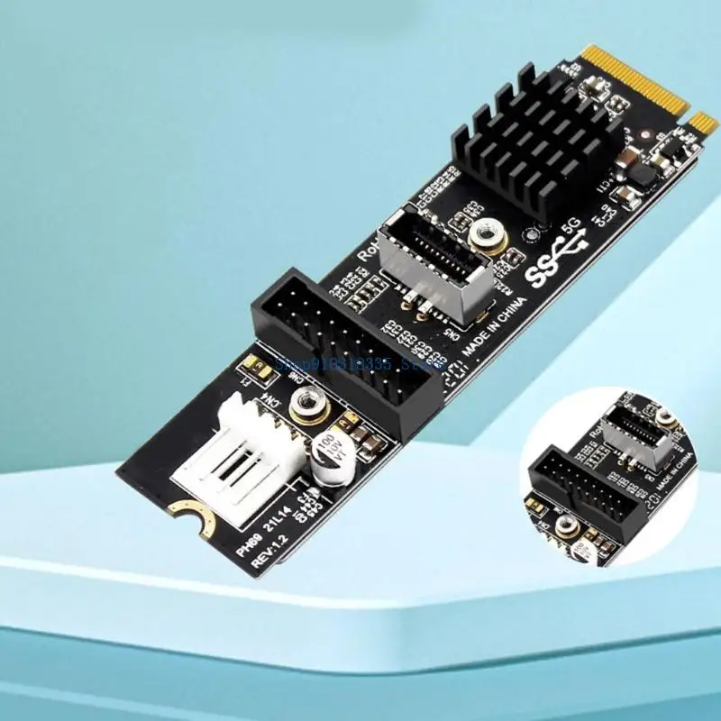 M.2 MKey-전면 USB3.1 어댑터는 드라이버가 필요하지 않은 5Gbps 전송 속도를 지원합니다.