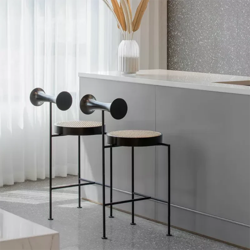 

Rattan Kitchen Bar Chair Barstool Nordic Minimalist Design Bar Stool High Table Library Cadeira Ergonomica Restaurant Furniture