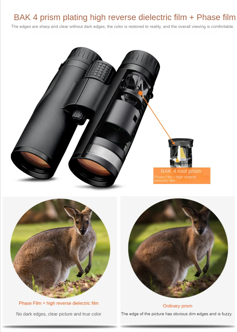 Shuntu Leistungsstarkes ED-Fernglas 8x42 10x42 mit großer Reichweite, IPX7 wasserdicht, Bak4-Prisma, SMC-Optikbeschichtung für Jagd, Camping und Reisen – Detail 6