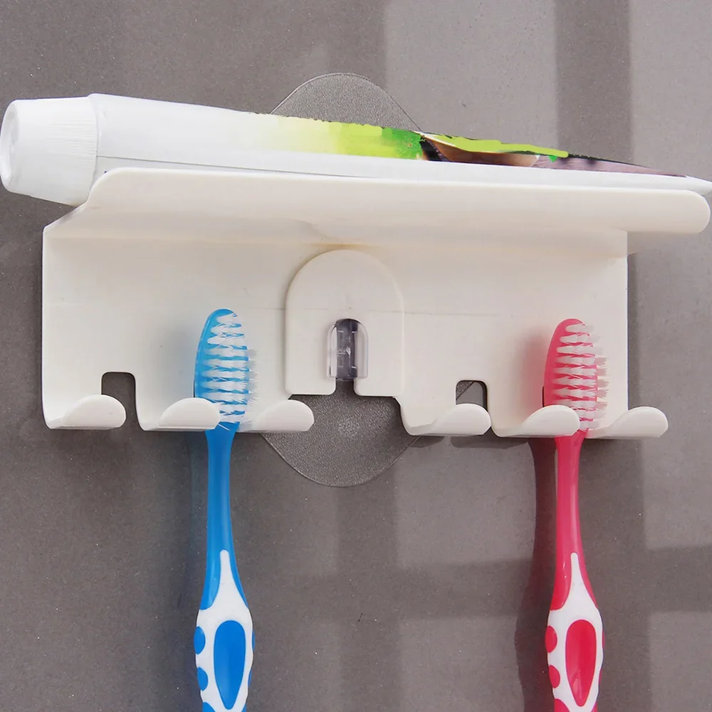 Wall-mounted Toothbrush Holder Multifunctional Storage Hook Creative Punch-free Storage Rack Organizer Bathroom Accessories Gift
