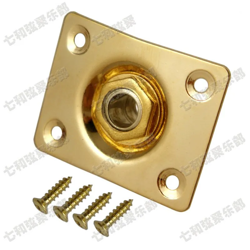 

2 шт., золотистые квадратные пластины для гитары, бас-Джек 1/4 дюйма, аксессуары для электрогитары, детали