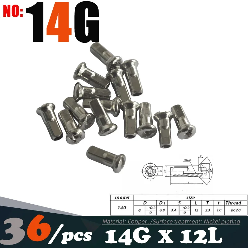 36Pcs MTB Mountain Cycling E-BIKE Bicycle Spoke Screw Bolt Nuts Nipples Copper 12/13/14G*12MM Bike Part DELT
