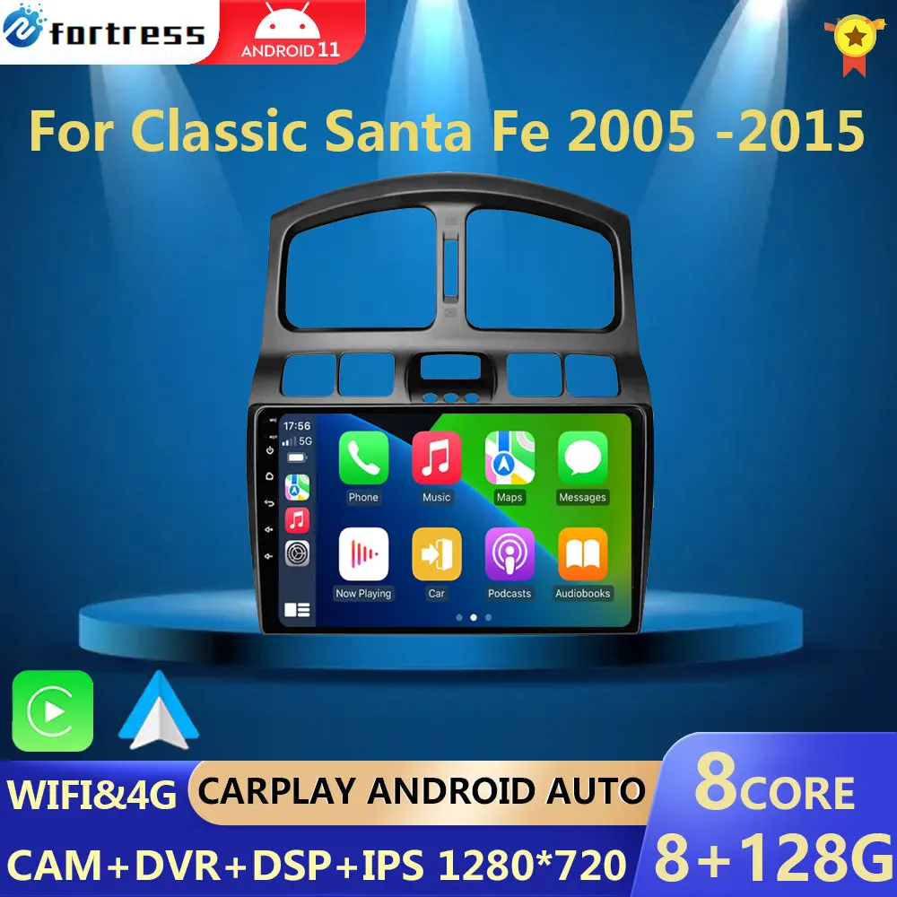 

9" Inch Android 12 2Din 2GB RAM Head Unit Radio For 2005 2006-2015 Hyundai Classic Santa Fe Car GPS Multimedia Player