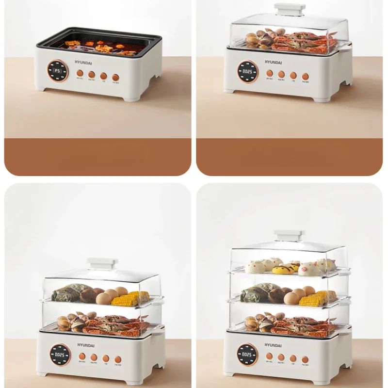 Electric Steamer Household Stainless Steel Three-layer Transparent Visual Hot Pot Steamer Electric Cooking Pot Steam Food 5