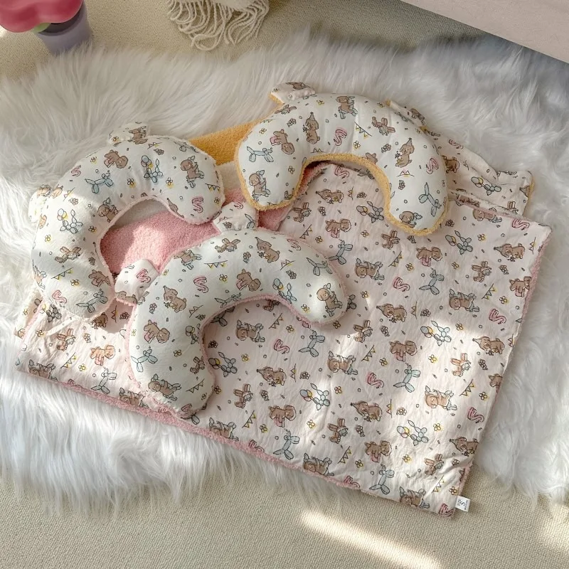 Pet Blanket With Pillow Dog and Cat Printed Nest Mat Dog and Cat Sleeping Pillow Quilt Warm mat puppy