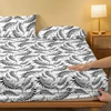 1 Simple modern Feather printed matte Fitted Sheet, bedroom printed bed cover, bedding (excluding pillowcases) 3