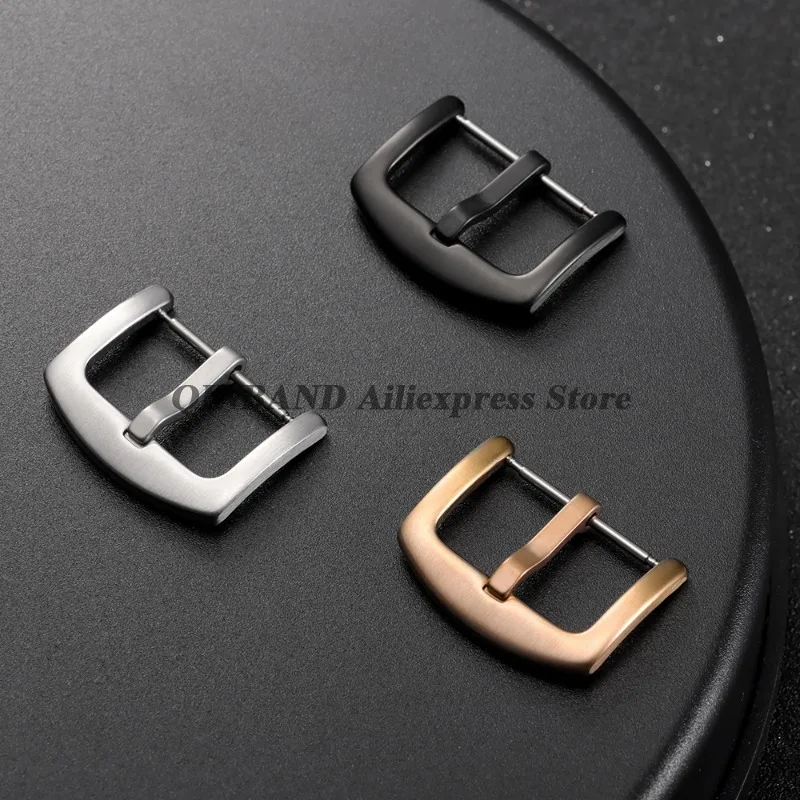Premium Brushed Solid Stainless Steel Watch Buckle - Silver, Black, Gold Finish