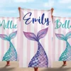 Mermaid Tail Custom Name Beach Towel Bachelorette Trip Party Favors Personalized Pool Bath Towel Mermaid Birthday Gift For Kids 1