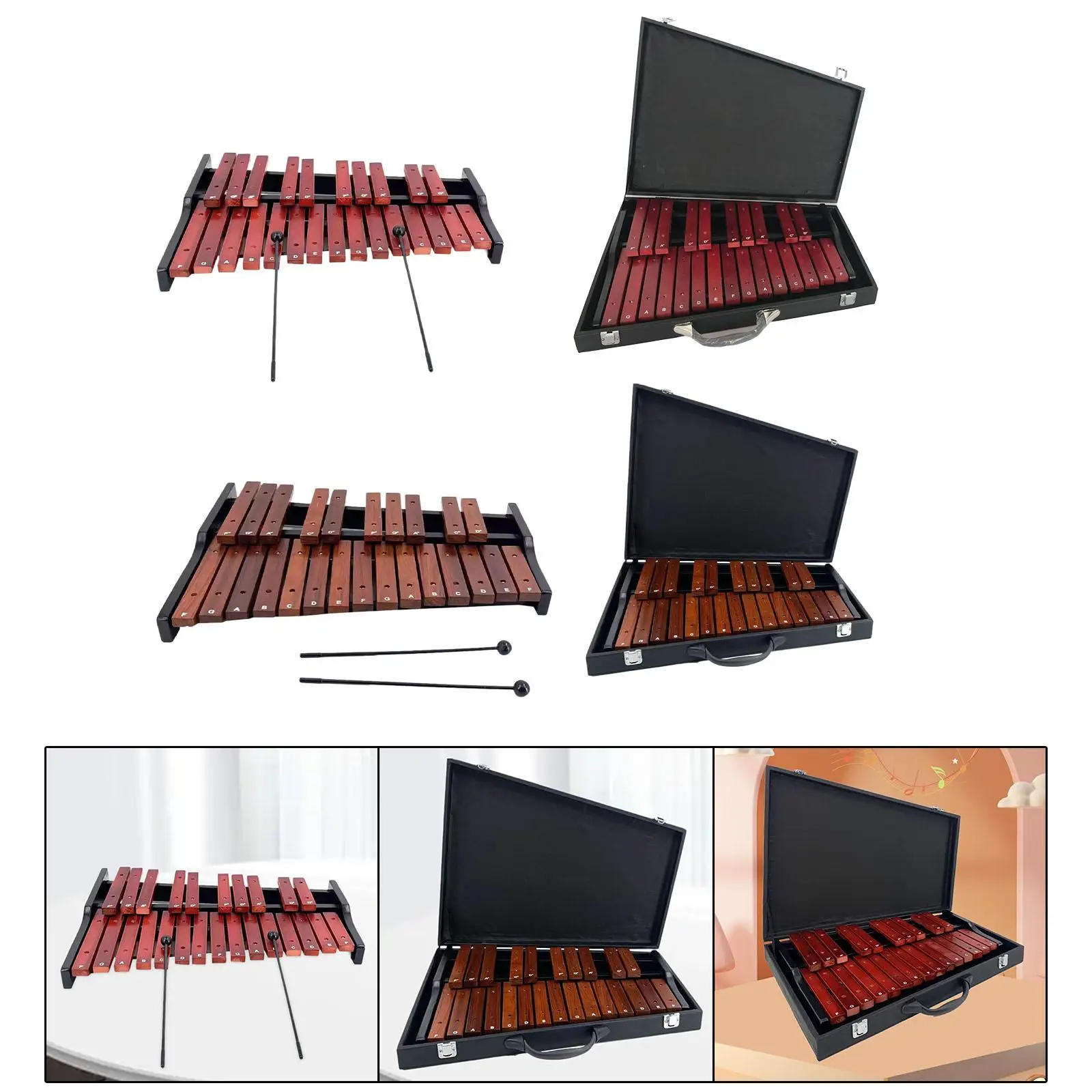 25 Note Glockenspiel Montessori Educational Fine Motor Skill Xylophone for Kids Percussion Instrument for Music Lessons Event