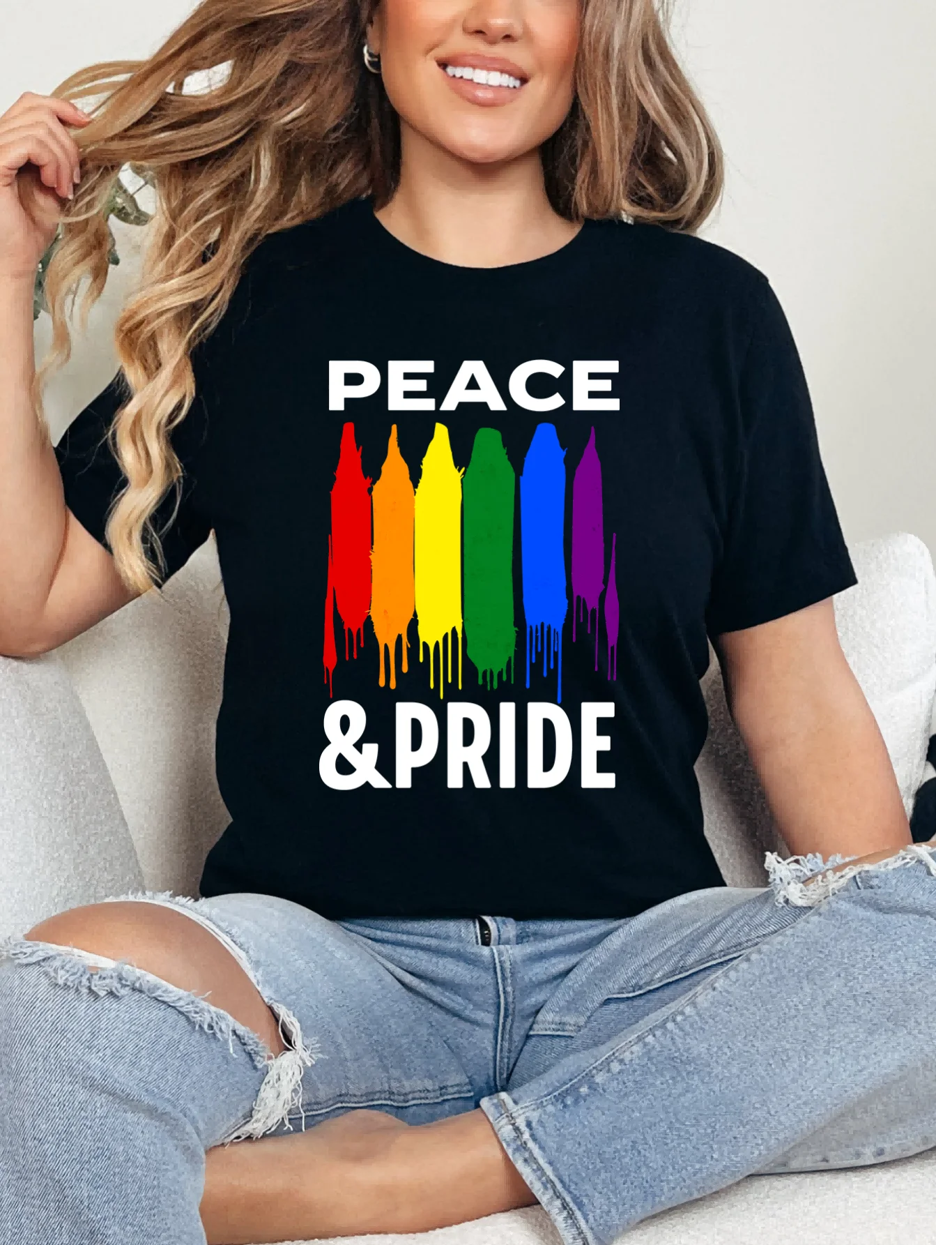 

Colorful Letter Print Crew Neck T-shirt, Casual Short Sleeve Top For Spring & Summer, Women's Clothing