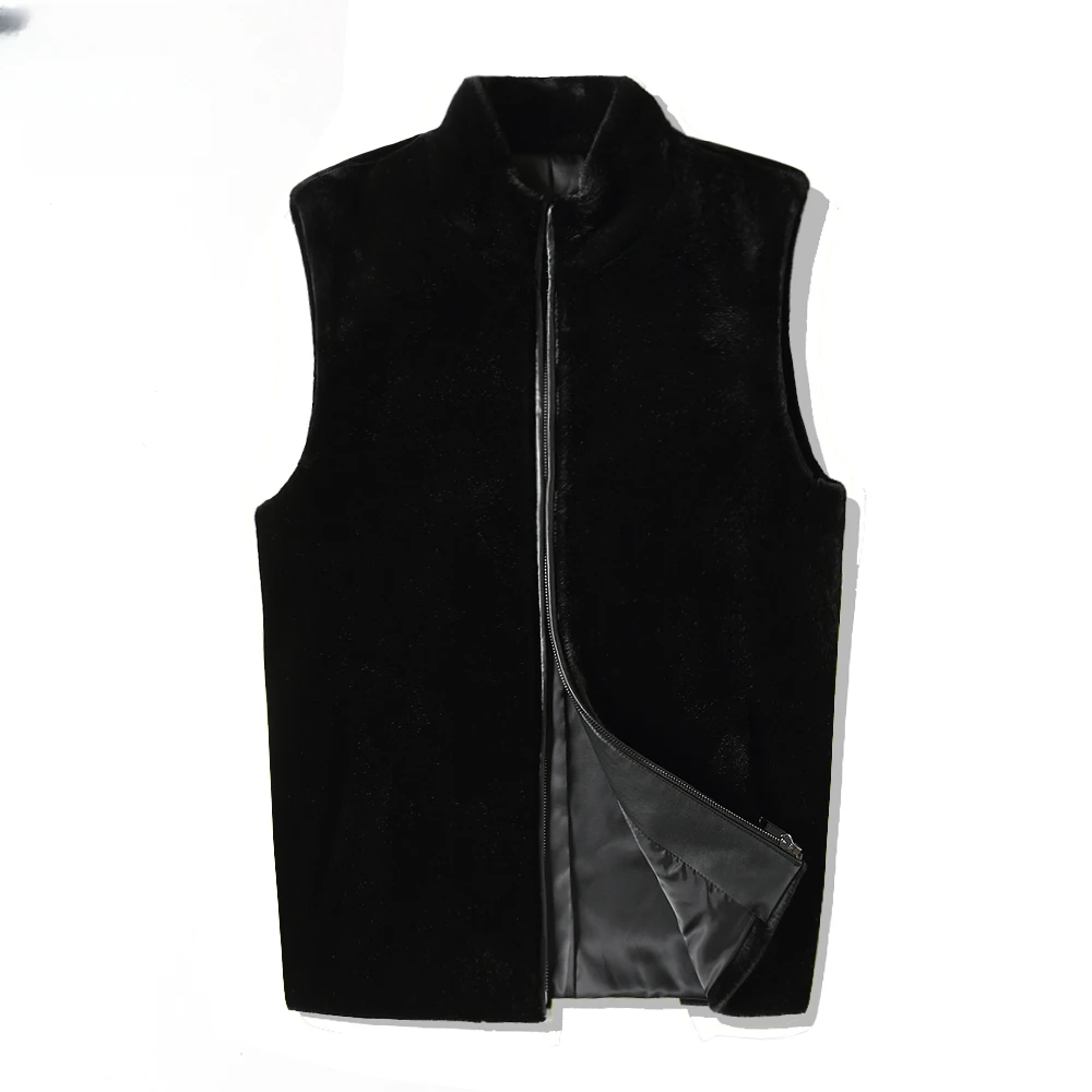 

2023 Men Autumn Winter Fashion Sheep Shearing Vest Jackets Men's Short Sleeveless Coats Male Genuine Wool Fur Waistcoat F349
