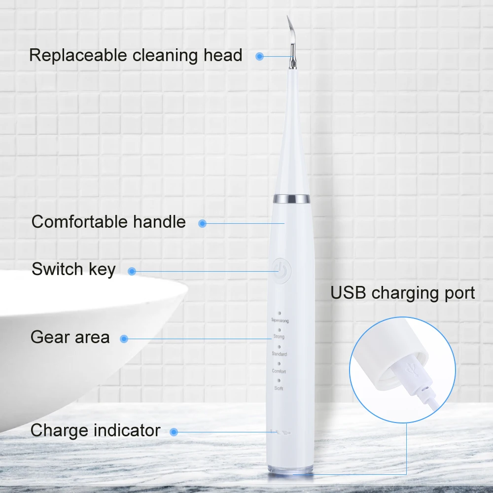 6 In 1 Ultrasone Tandheelkundige Reiniger Scaler Tandsteen Verwijderaar Elektrische Tandenborstel Sonische Tanden Plaque Cleaner Tand Cleaner