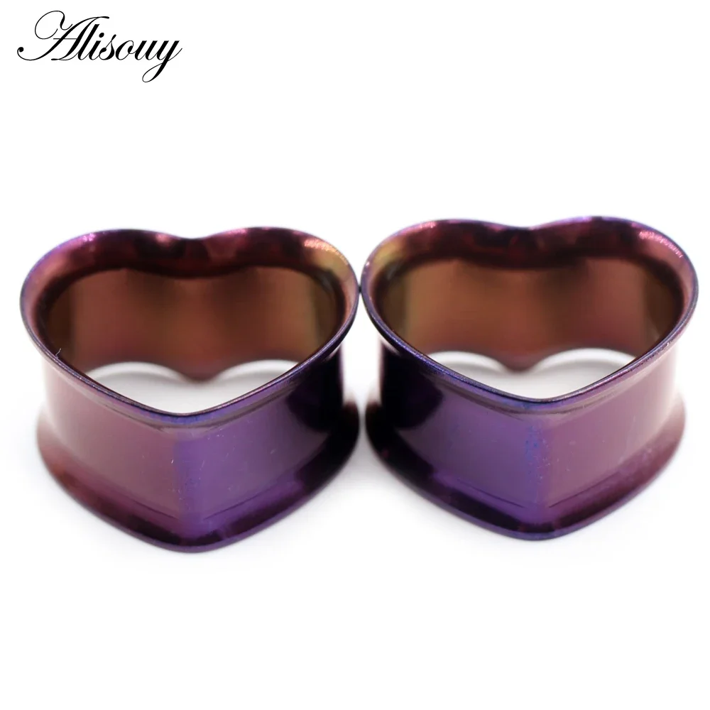 Body Piercing Jewelry Ear Piercing Jewelry Alisouy 2PC Fashion Stainless Steel Heart Ear Plugs Gauges Expanders Body Piercing Jewelry Earring Tunnels Stretchers 8-30mm