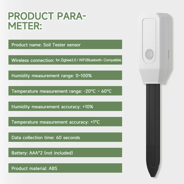 For Tuya WiFi For Zigbee Soil Tester Sensor Real Time Test Temperature Moisture Sensor Remote Monitoring For Flower Potting Tool 5