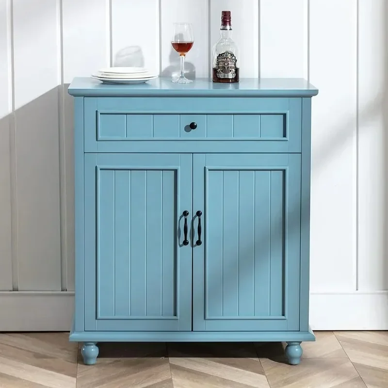 

30'' Blue Small Buffet Cabinet Coffee Bar Sideboard Cabinet Luxury Kitchen Wooden Storage Cabinet