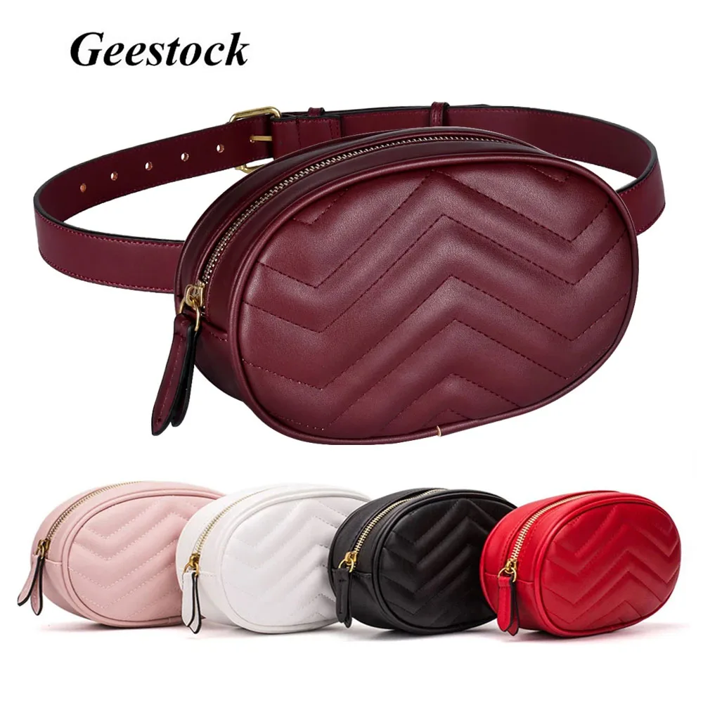 Geestock moda damska talia paczki torba na PU skóra okrągła saszetka na pasek kobieta luksusowa piterek Crossbody torba na klatkę piersiową kobieta torebka