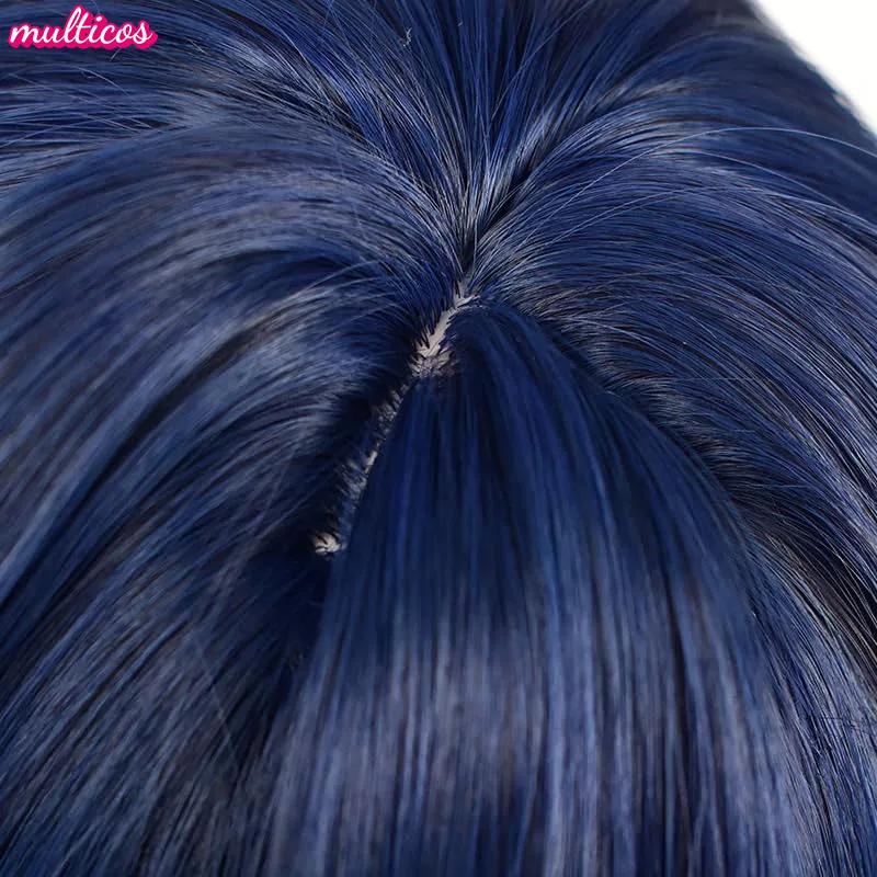 Hochwertige Anime Hashibira Inosuke Cosplay-Perücke, 40 cm, kurze blaue Farbverlauf-Perücke, hitzebeständiges Kunsthaar, Halloween-Party-Perücken – Detail 7