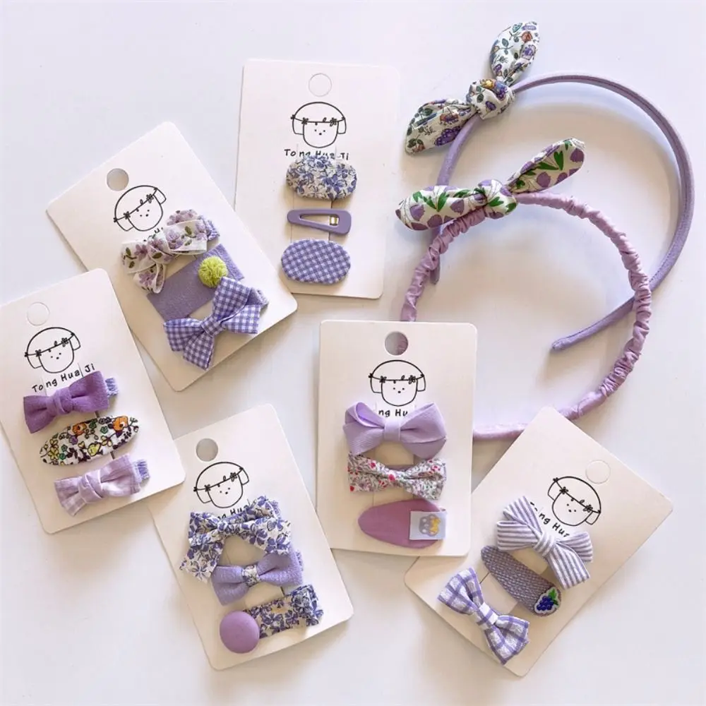 

Headwear Set Hair Band Floral Hairpin Purple Series Hair Clip Children Hairpin Korean Style Barrettes Spring Kids Headwear