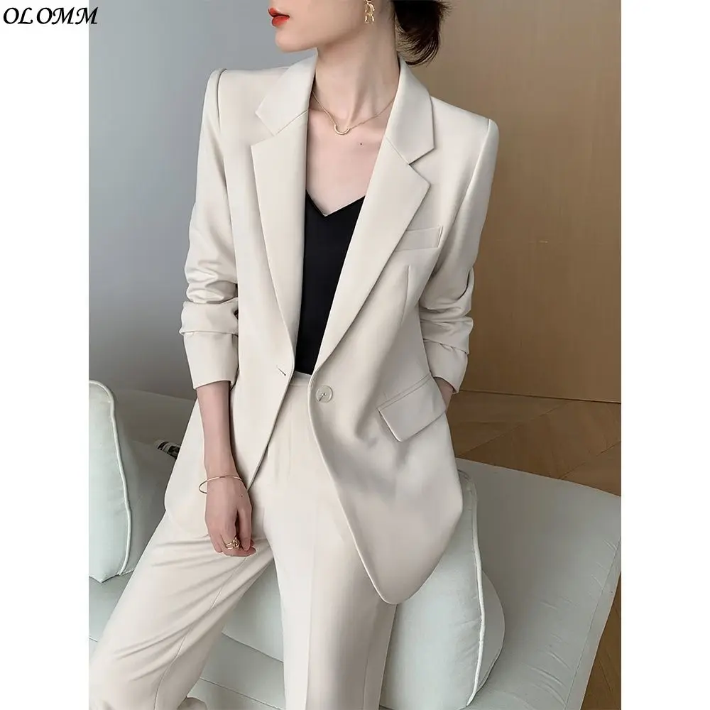 

high-end two-piece pants suit spring and autumn business women outfits blazer jacket korean