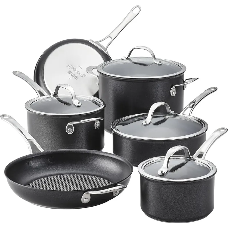 

Anolon X Hybrid Nonstick Cookware Induction / Pots and Pans Set, 10 Piece - Dark Gray Cookware Sets