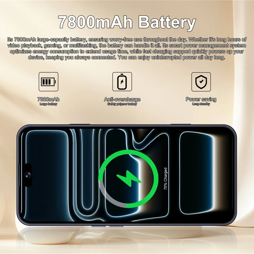 K-Touch Mobile Phones M17 Pro Max Smartphone Android 15 Cell Phone 7.3 Inch 16+48MP Camera 7800mAh 5G Dual SIM Face Unlocked Global Version Cellphones For Men Women