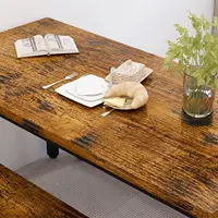 3-Piece Dining Table Set for 4, 43'' Dining Room Table Set with 2 Benches, Space-Saving Dinette Table with Metal Frame MDF Board 2