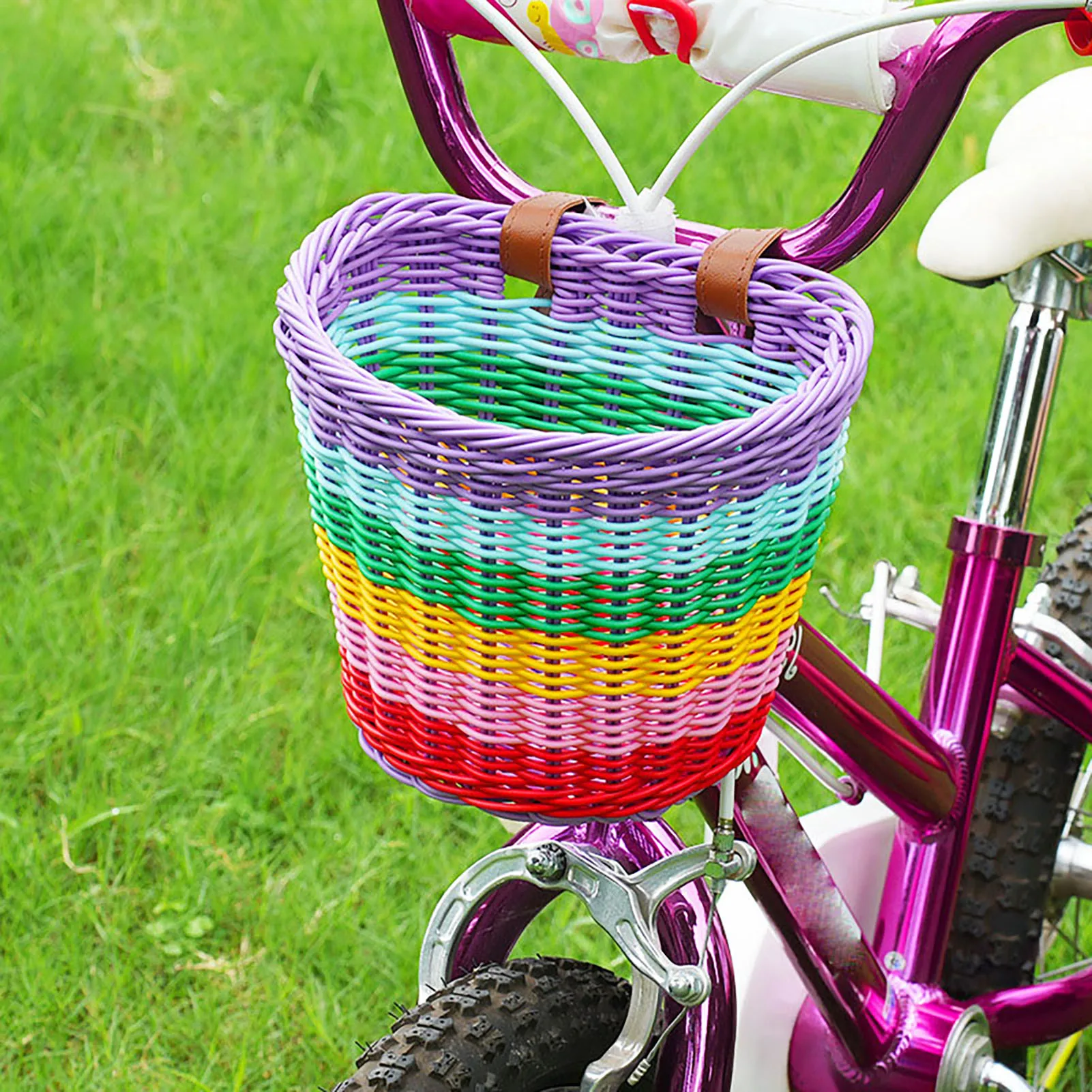Kid Front Handlebar Bike Basket Vintage Rainbow Color Front Bicycle Basket Suitable For Most Type of Bikes